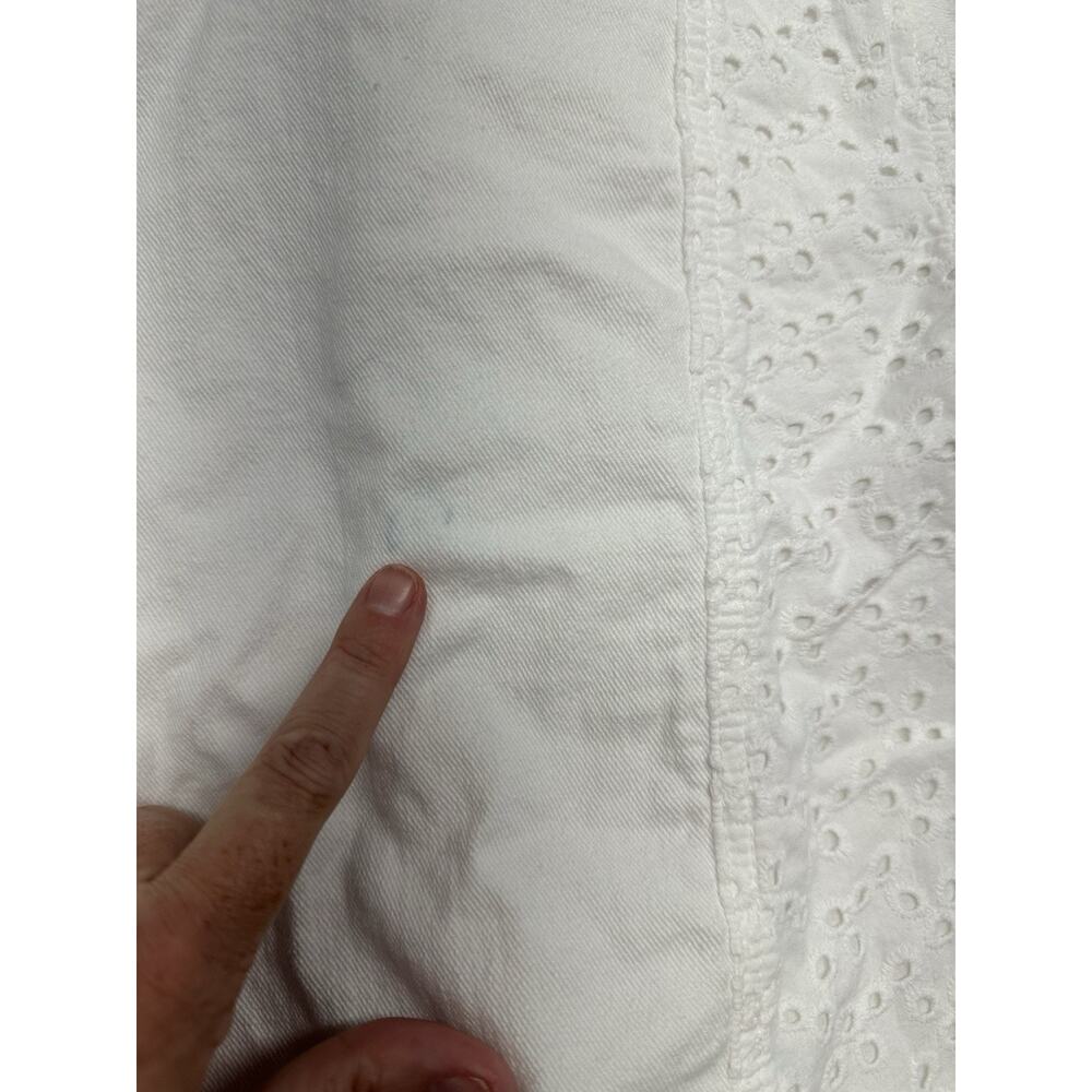 Pilcro Anthropologie White Denim Eyelet Trucker Jacket Boho Western XSmall - Picture 7 of 7